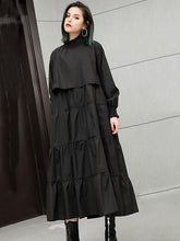 🖤 "Elegant Black Lycra Maxi Dress – Flowy Tiers & Comfortable Cuffs | One-Size-Fits-Most!" 🖤 | ادوار استك